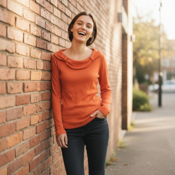Raffaella Long Sleeve Top (UT/ TN orange) - Picture 1 of 7